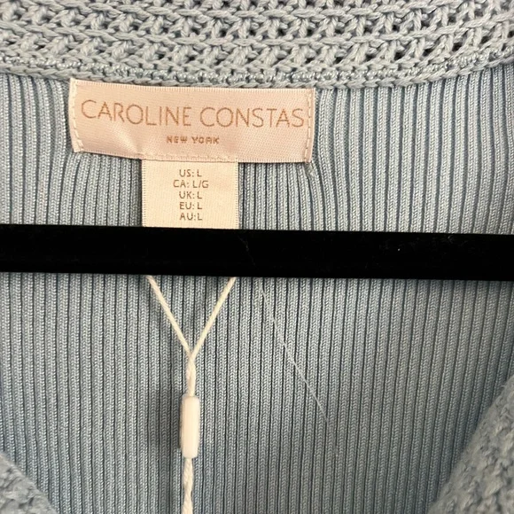 Caroline Constas Ribbed Knit Collared Tank | Light Blue | Size Large - Picture 3 of 3